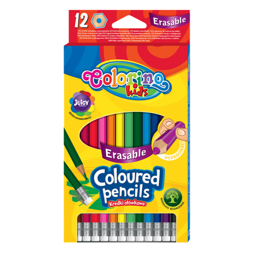 Фото 4 - Карандаши цветные с ластиком 12 цветов Colorino Erasable.